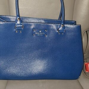 Kate Spade Blue Structured Tote with Silver Hardware